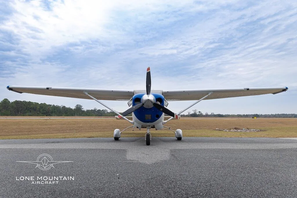 Exterior view of a 2019 Cessna T206H.