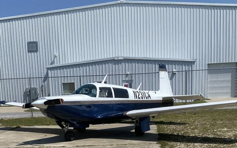 Exterior view of a 1979 Mooney M20K 231.