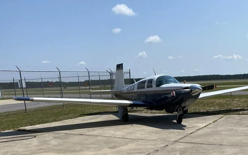 Exterior view of a 1979 Mooney M20K 231.