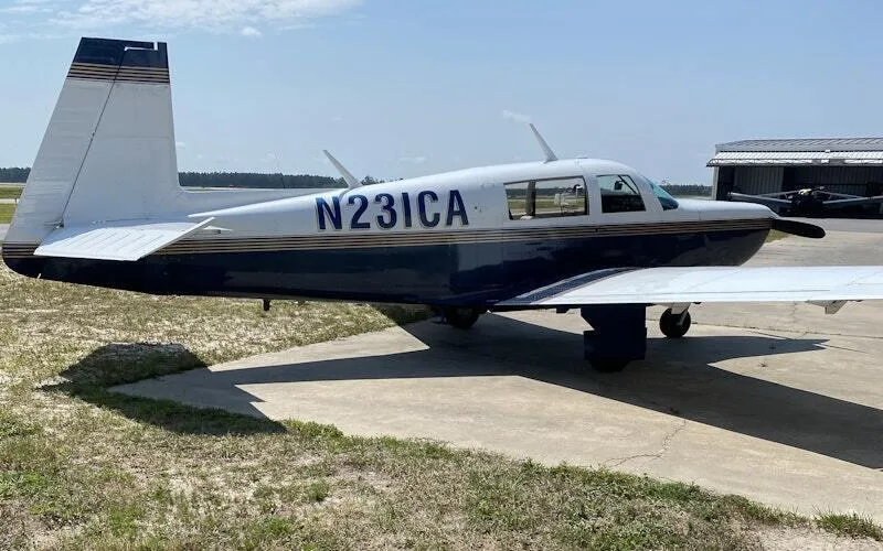 Exterior view of a 1979 Mooney M20K 231.
