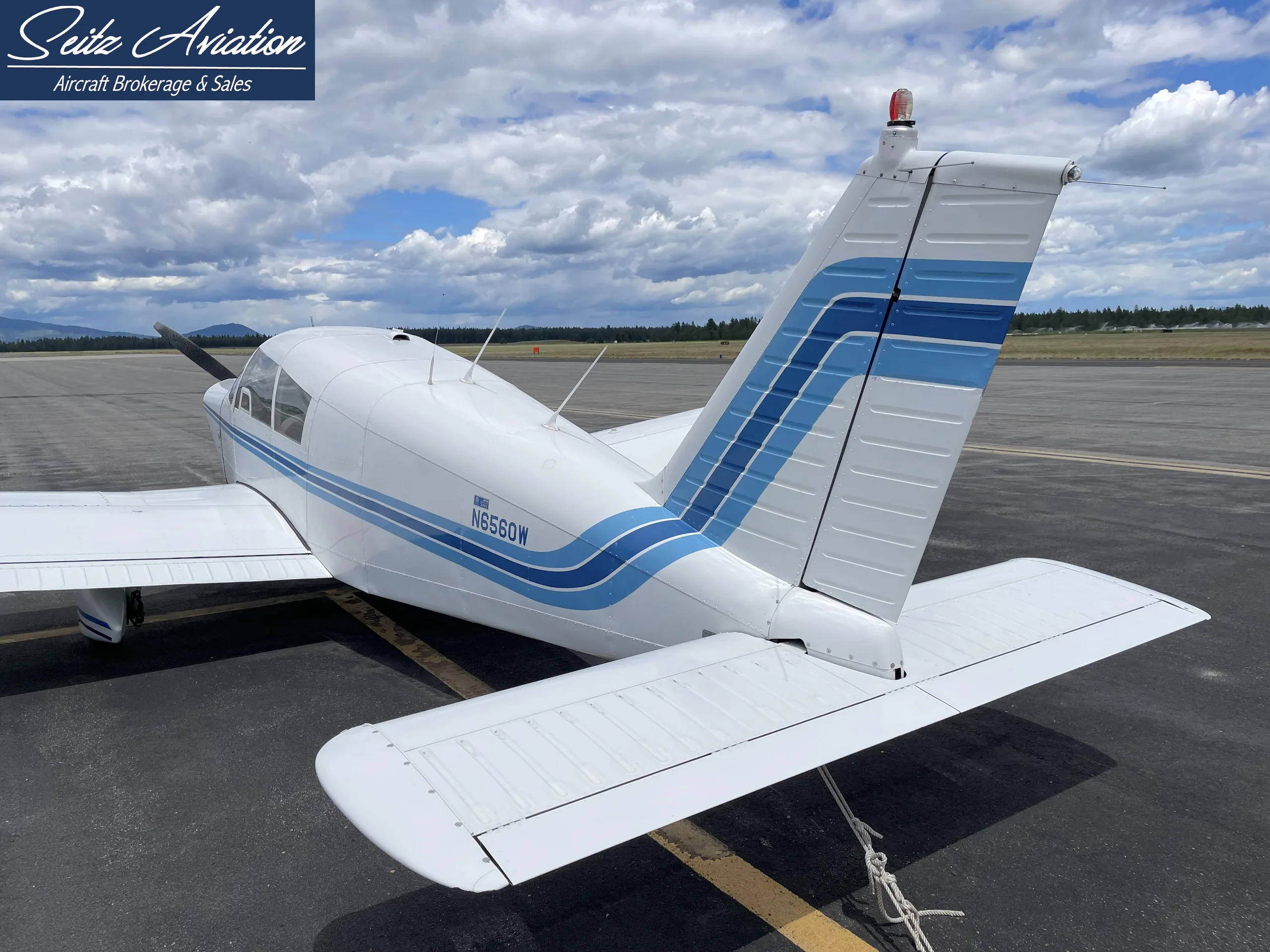 Exterior view of a 1964 Piper PA-28-140 Cherokee Cruiser.
