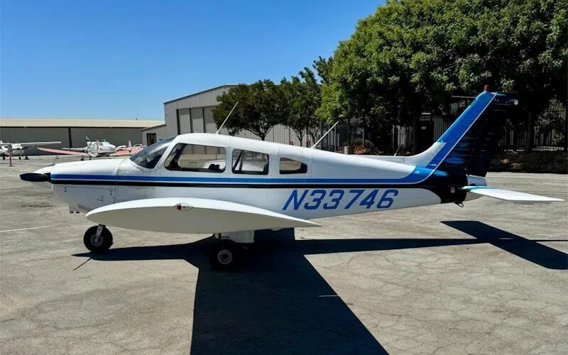 Exterior view of a 1975 Piper PA-28-180 Cherokee/Archer.