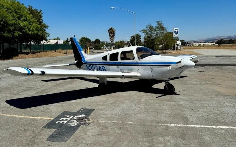 Exterior view of a 1975 Piper PA-28-180 Cherokee/Archer.