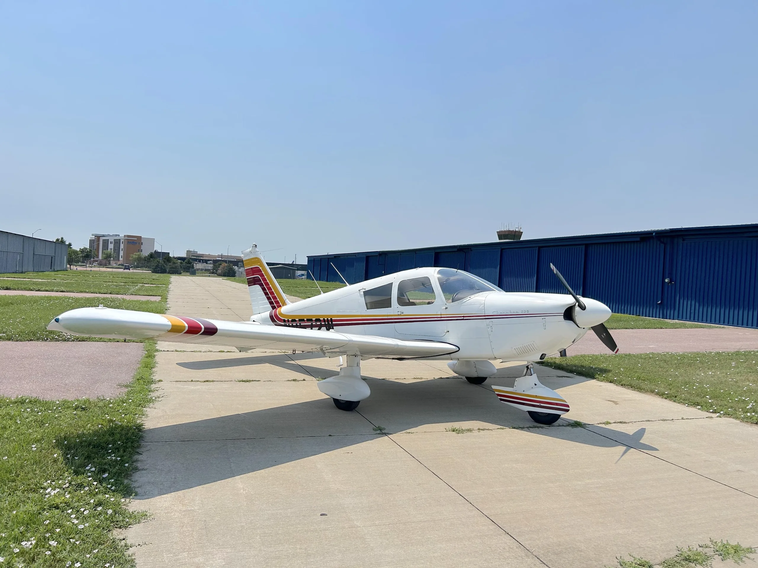 Exterior view of a 1964 Piper PA-28-235 Cherokee Pathfinder.