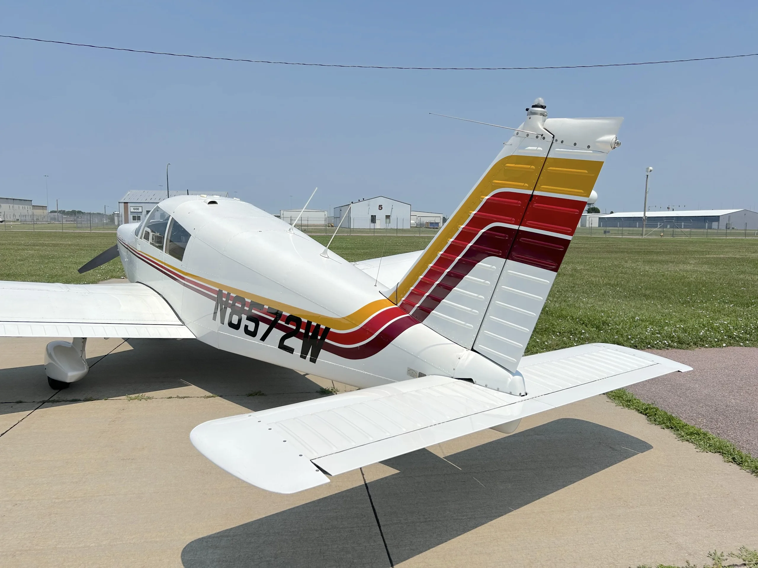 Exterior view of a 1964 Piper PA-28-235 Cherokee Pathfinder.