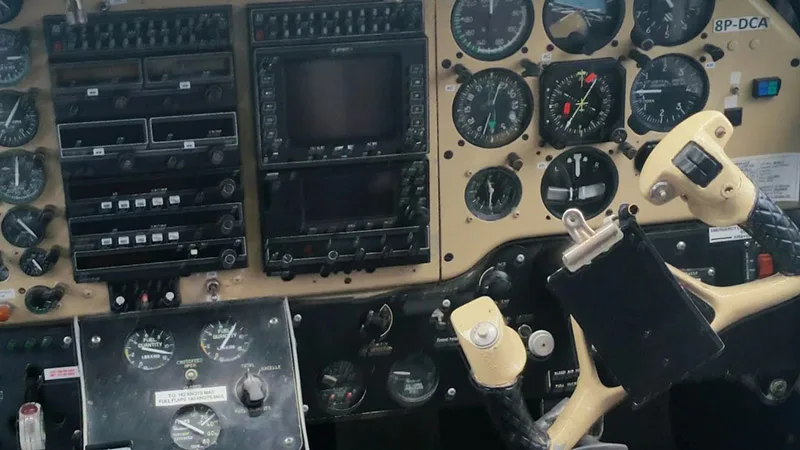 Cockpit and instrument panel of a 1969 Beechcraft 99.