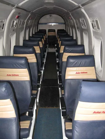 Cabin interior of a 1998 Beechcraft 1900D.