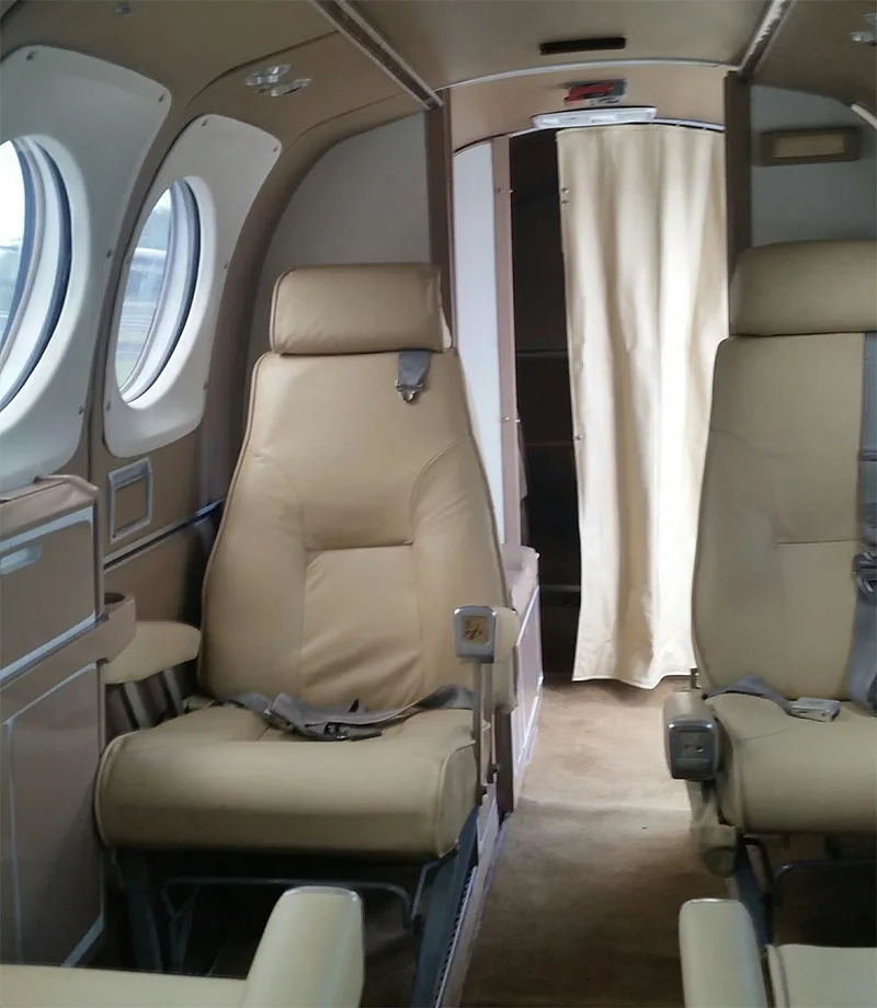 Cabin interior of a 1979 Beechcraft King Air A100.