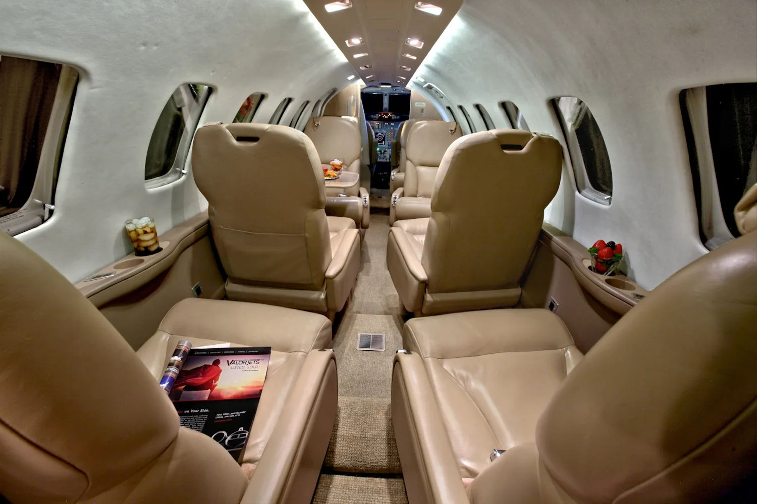 Cabin interior of a 1998 Cessna Citation Bravo.