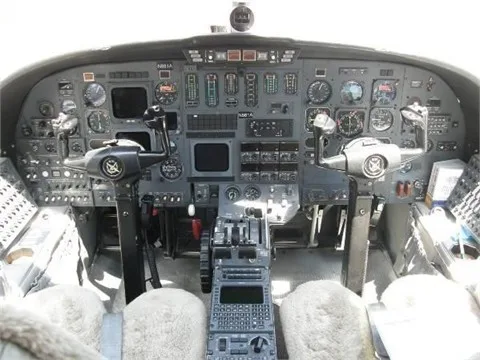 Cockpit and instrument panel of a 1987 Cessna Citation S/II - Model S550.