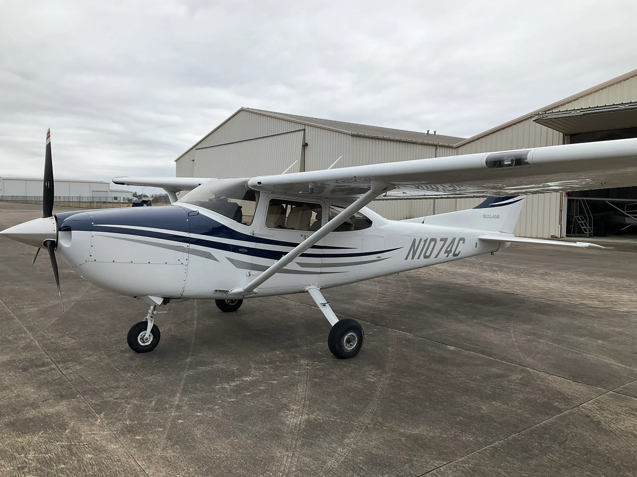 Exterior view of a 2005 Cessna 182T Skylane, N1074C.