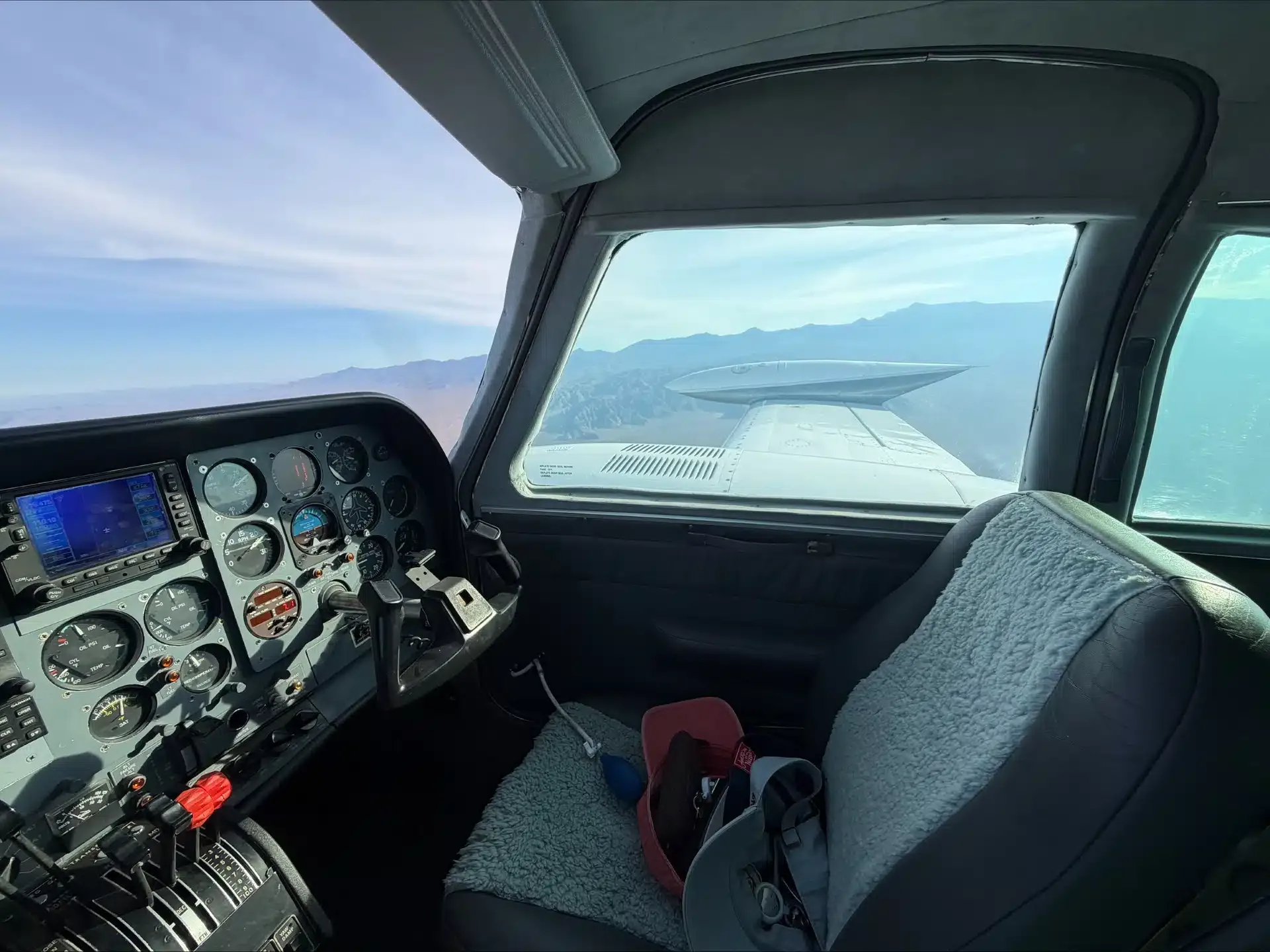 Cockpit and instrument panel of a 1979 Cessna T310R.
