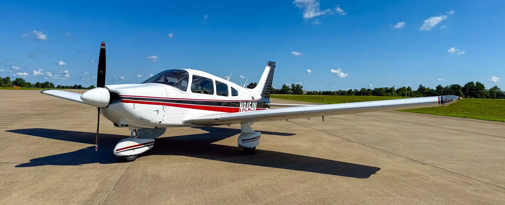 Exterior view of a 1977 Piper Archer II, N38434.