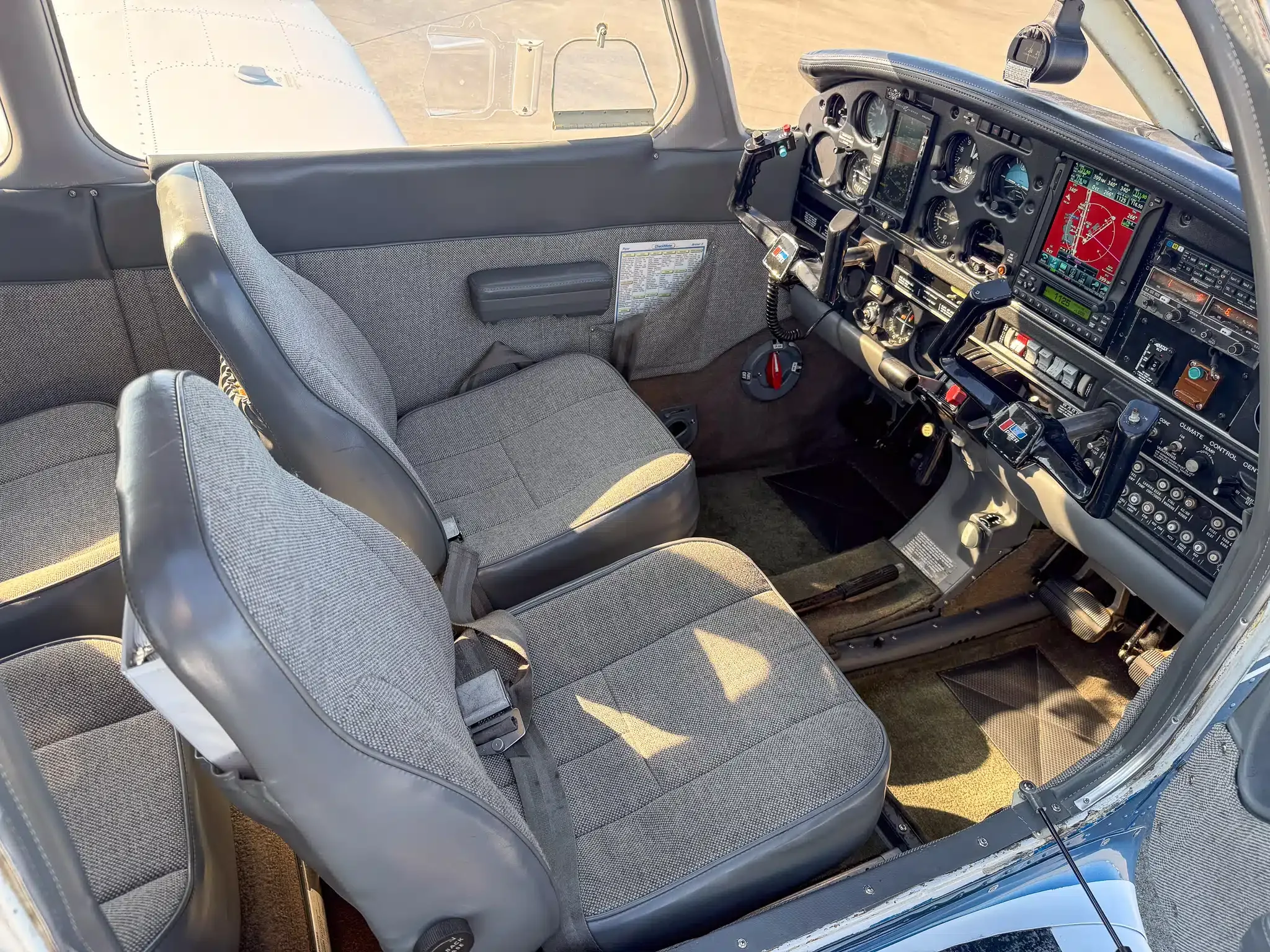 Cockpit and instrument panel of a 1977 Piper Archer II.