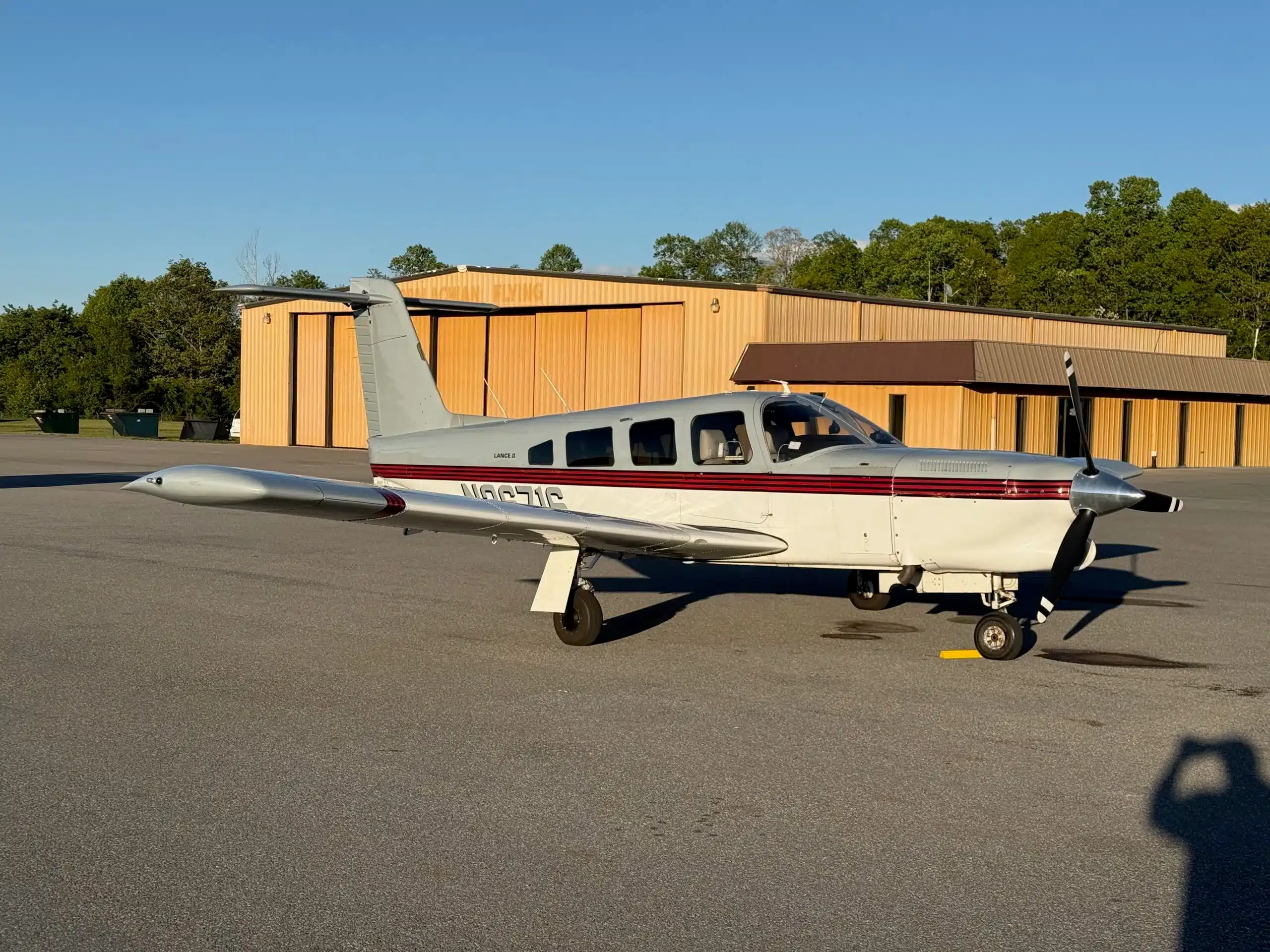 Exterior view of a 2000 Piper Saratoga II TC, N367HR.