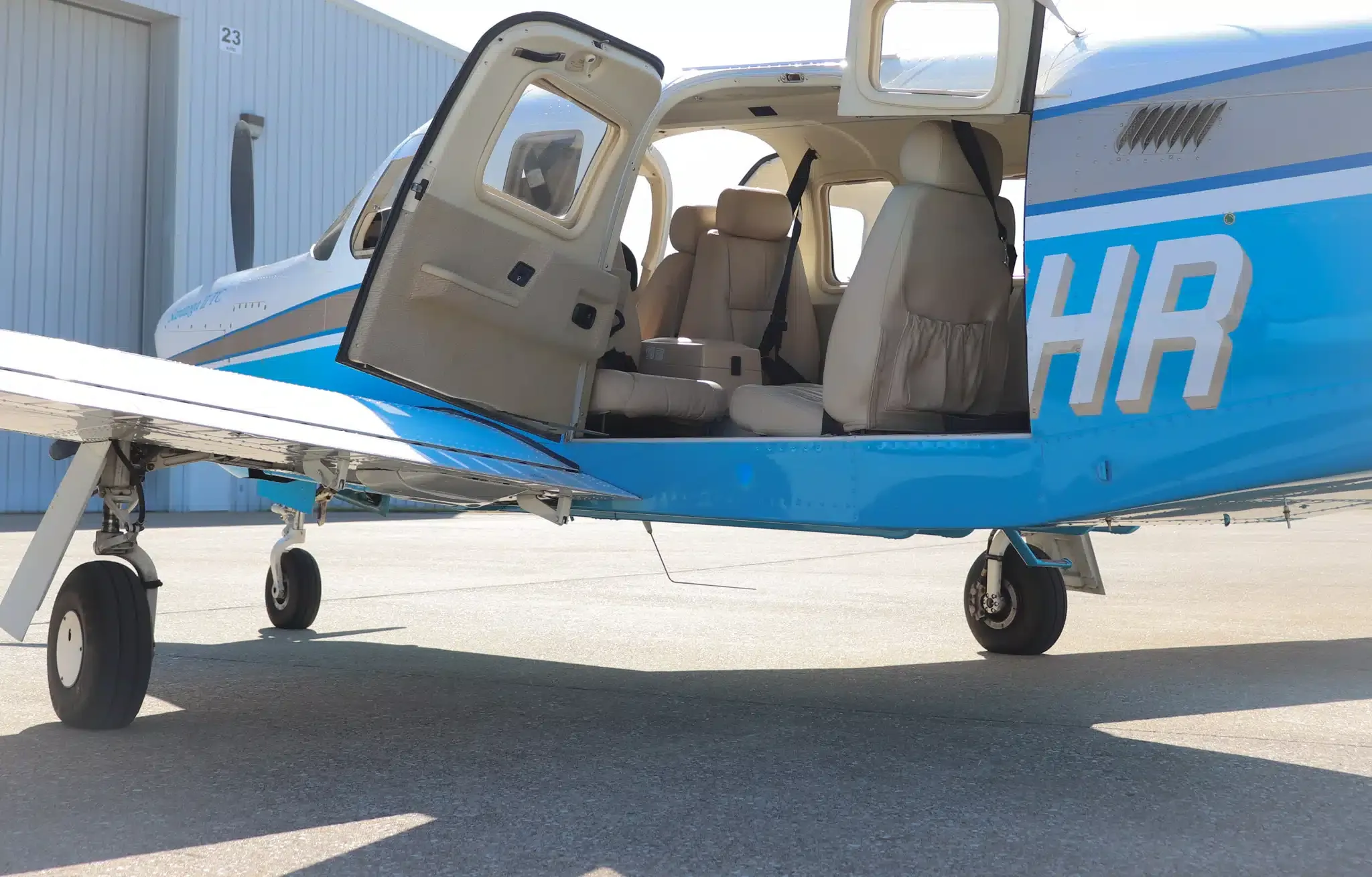 Exterior view of a 2000 Piper Saratoga II TC, N367HR.