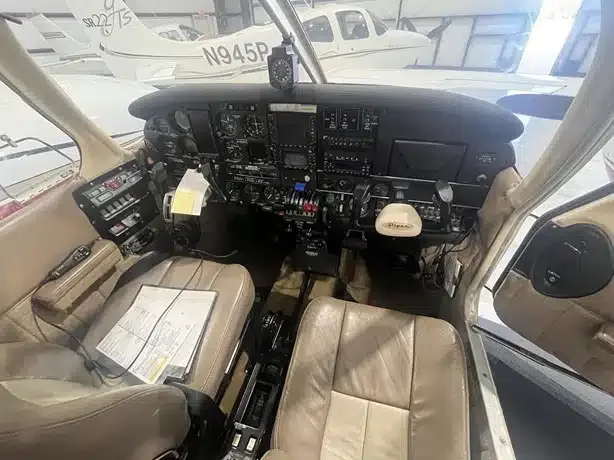 Cockpit and instrument panel of a 1978 Piper Seneca II.