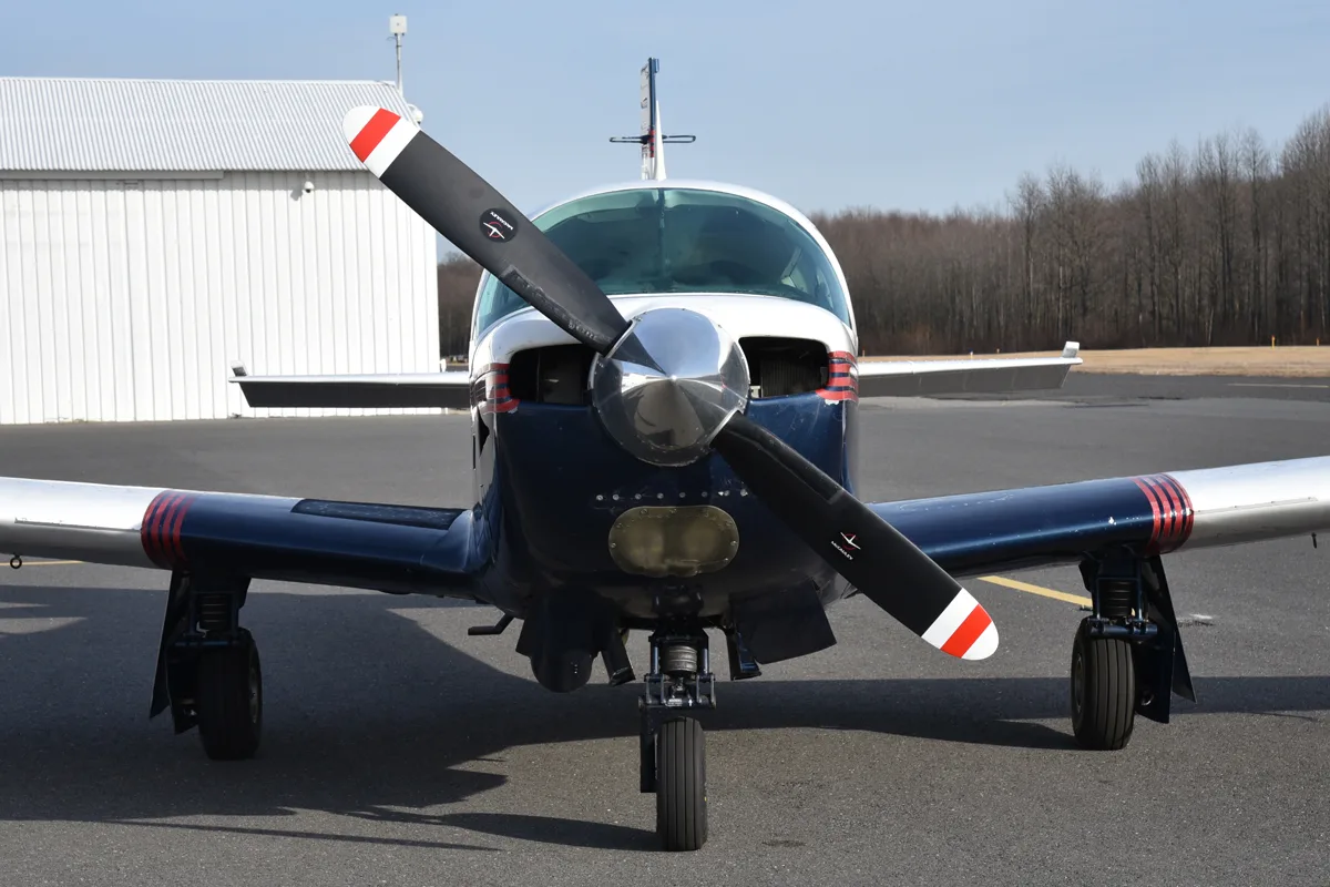 Exterior view of a 1980 Mooney M20K, N4006H.