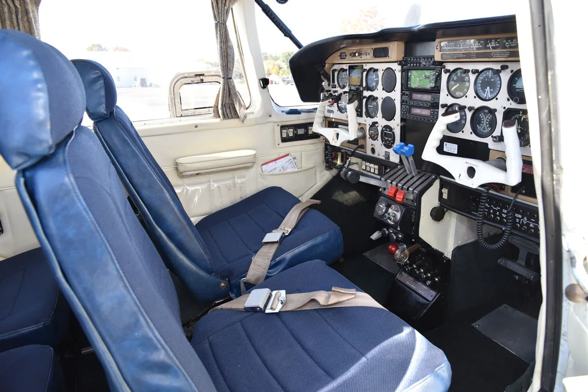Cockpit and instrument panel of a 1978 Piper Aztec F.