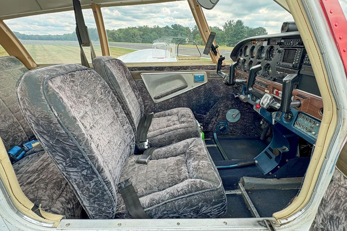 Cockpit and instrument panel of a 1968 Piper PA-28-180D Cherokee.