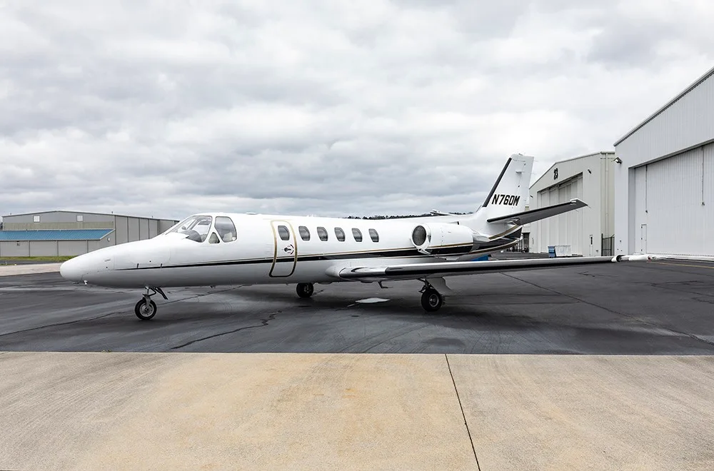 Exterior view of a Jet Citation II.