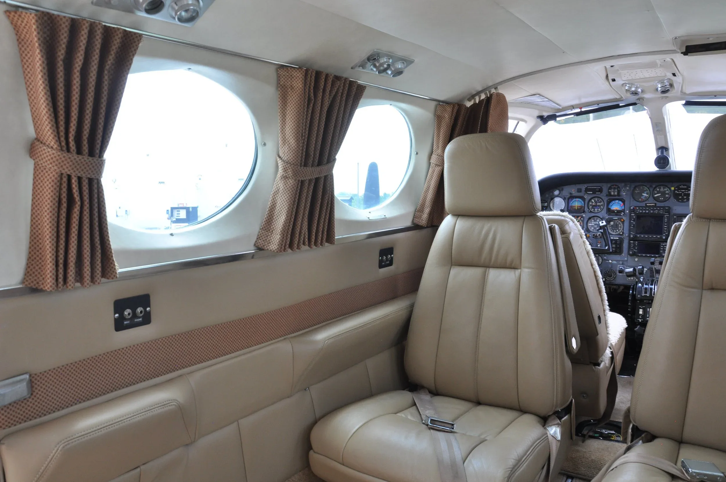 Cabin interior of a 1980 AKC AVIATION 340A Aircraft.