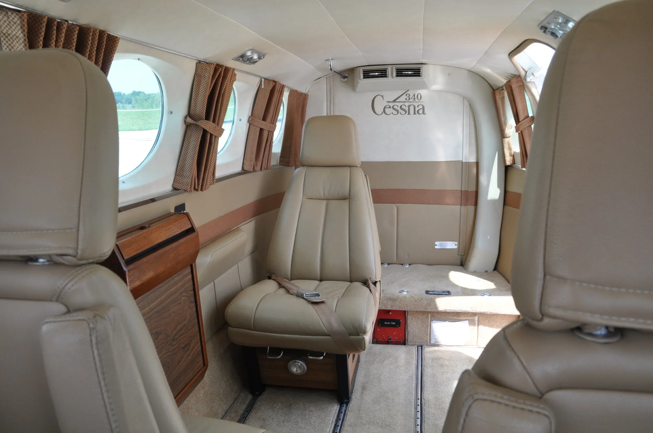 Cabin interior of a 1980 AKC AVIATION 340A Aircraft.