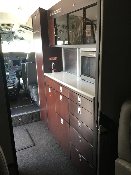 Cabin interior of a 1996 Dassault Falcon 2000 galley.