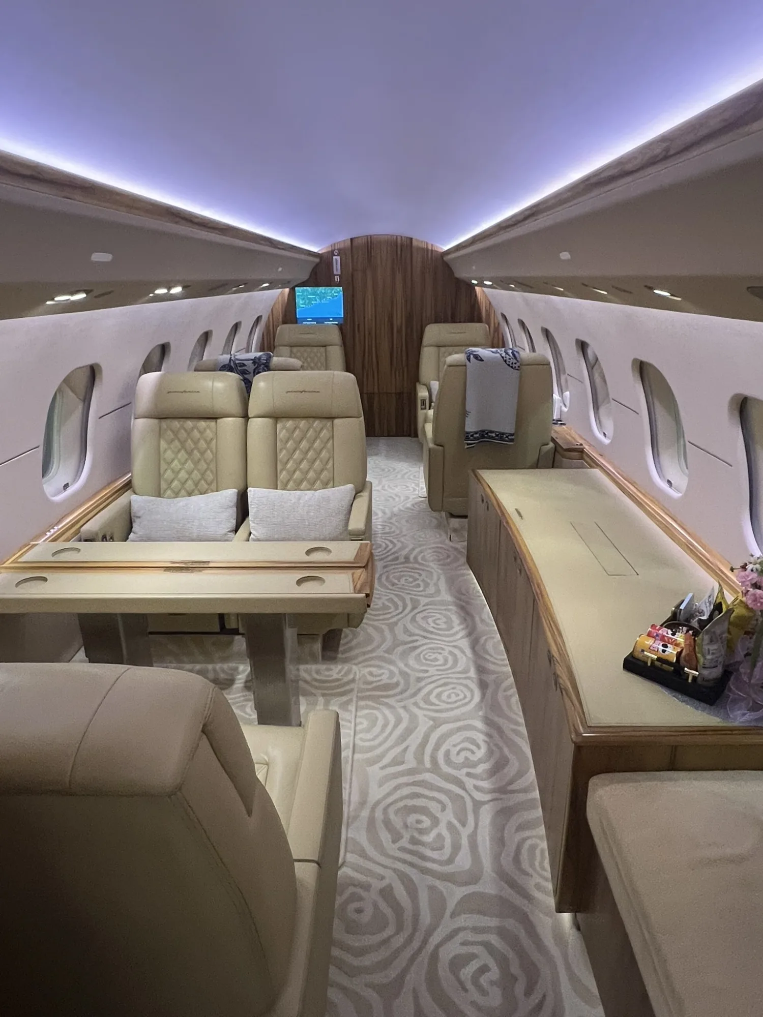 Cabin interior of a 2009 Bombardier Global XRS SN 9281.