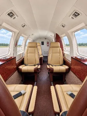 Cabin interior of a 1979 Piper Navajo Chieftain PA-31-350.