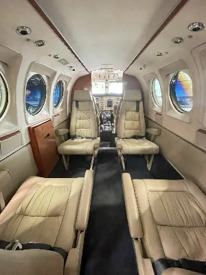 Cabin interior of a 1981 Beech King Air C90.