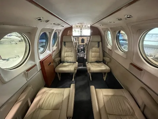 Cabin interior of a 1981 Beech King Air C90.
