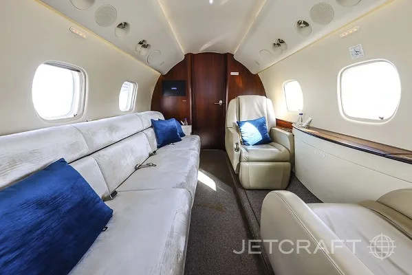Cabin interior of a 2012 Embraer Legacy 650.