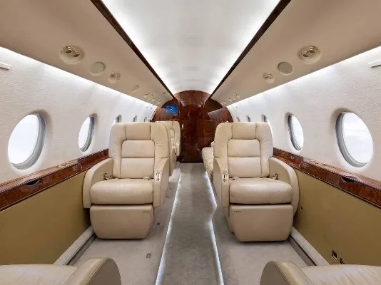Cabin interior of a 2001 Gulfstream G200.