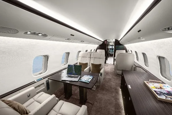 Cabin interior of a 2003 Bombardier Global Express.