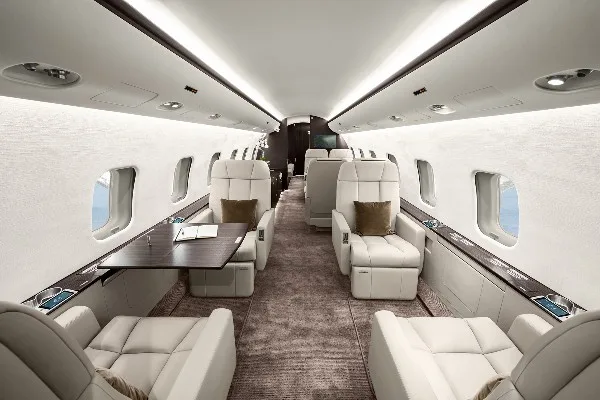 Cabin interior of a 2003 Bombardier Global Express.
