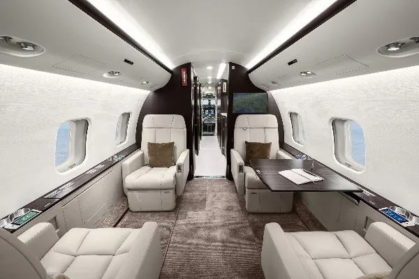 Cabin interior of a 2003 Bombardier Global Express.