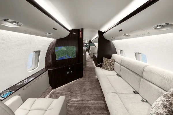 Cabin interior of a 2003 Bombardier Global Express.