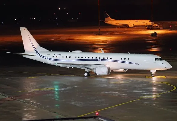 Cabin interior of a 2018 Embraer Lineage 1000.