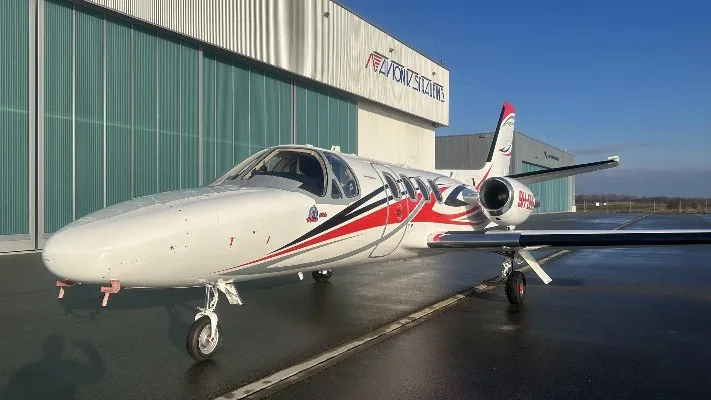 Exterior view of a 2025 Cessna Citation I, 9H-DKK.