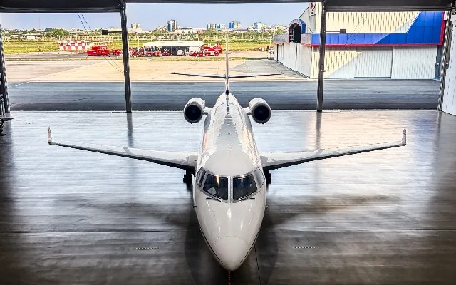 Exterior view of a 2003 Gulfstream G200, HS-LEE.