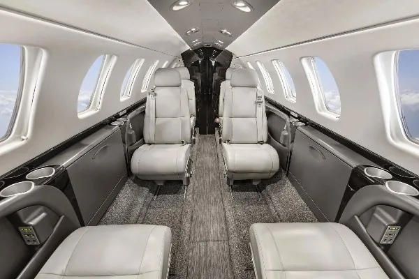Cabin interior of a 2016 Cessna Citation CJ3+.