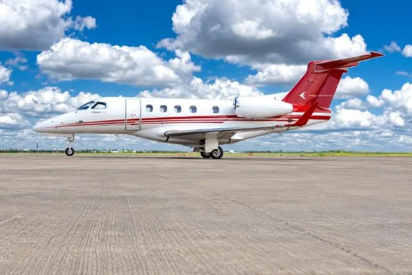 Exterior view of a 2020 Embraer Phenom 300.
