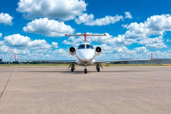 Exterior view of a 2020 Embraer Phenom 300.