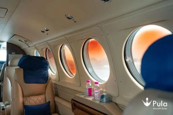 Cabin interior of a 2010 Beech King Air B200.