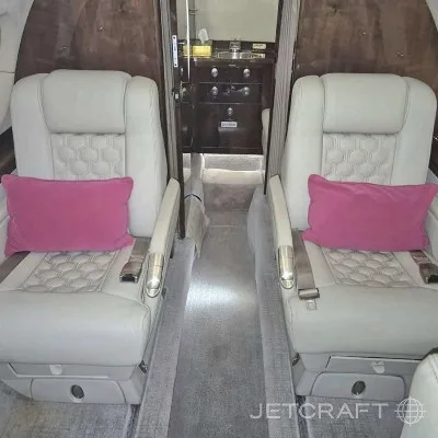 Cabin interior of a 2006 Hawker 800XP.