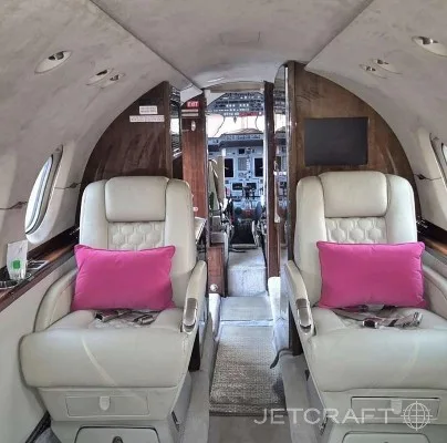 Cabin interior of a 2006 Hawker 800XP.