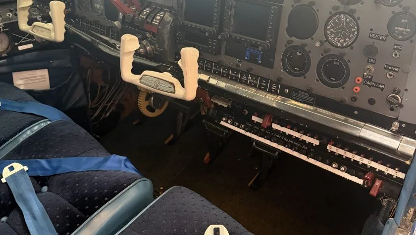 Cockpit and instrument panel of a 1951 Beechcraft Twin Bonanza.