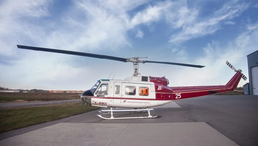 Exterior view of a 1968 Bell 205A1 30018, C-GQLL.