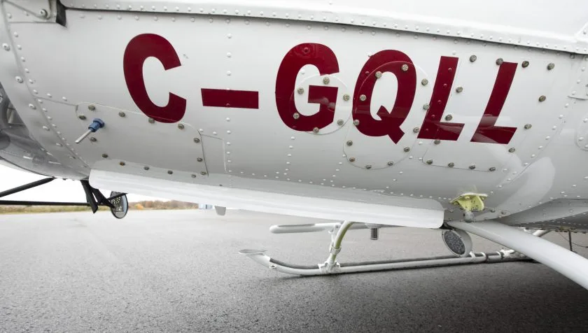 Exterior view of a 1968 Bell 205A1 30018, C-GQLL.